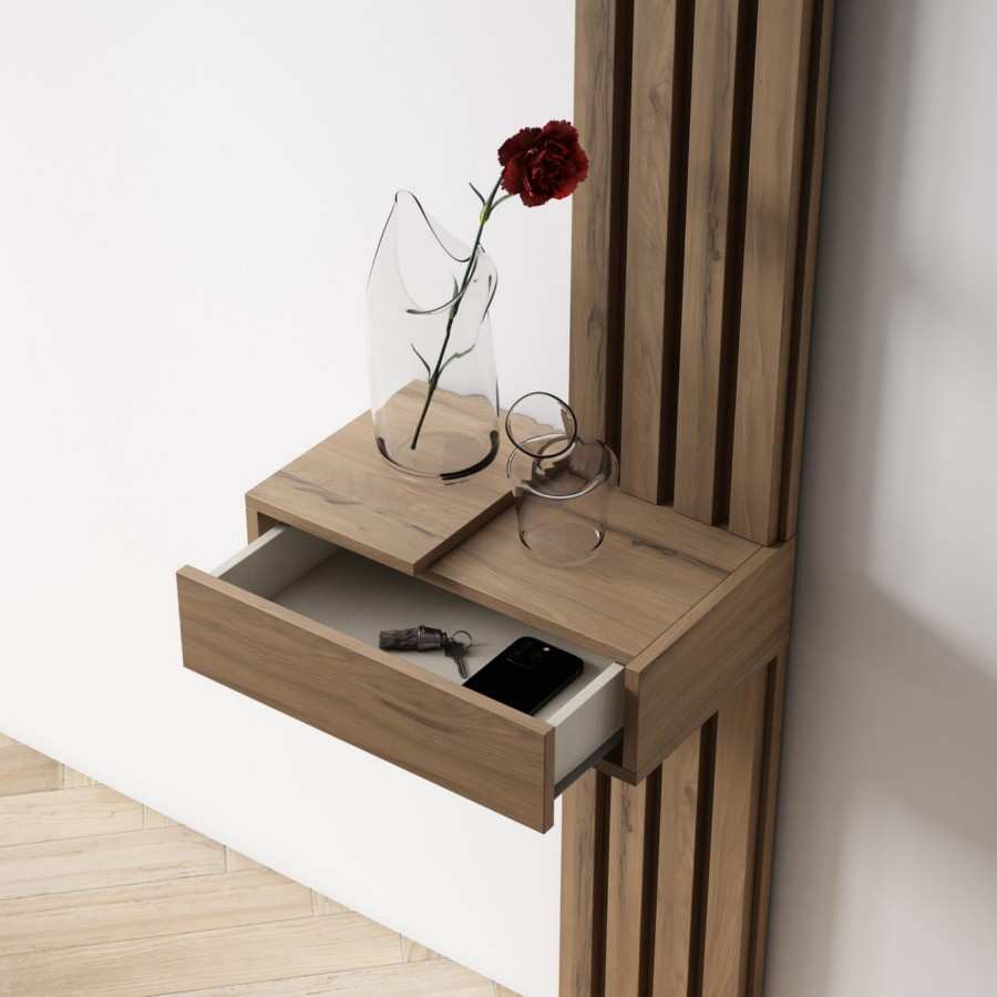  conjunto recibidor: h15 x l45 x f28 cm. panel: h112 x l25,6 x f4 cm / h67 x l25,6 x f4 cm. Modelo CONT-450PL-BASE, imagen 3