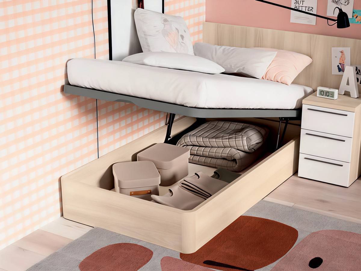  dormitorio individual moderno panel recto y mesita noche ibi. Modelo CRETAB-27, imagen 2