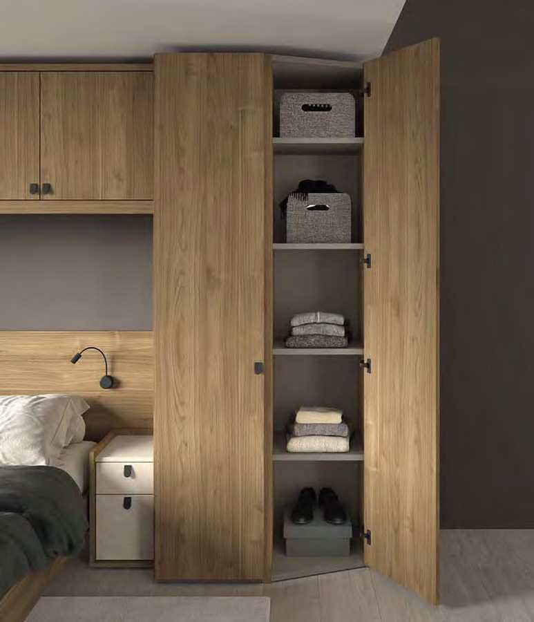  conjunto de mobiliario en acabado siena con soluciones de almacenamiento y diseño funcional para dormitorios.   . Modelo ECLIPSE-48, imagen 2