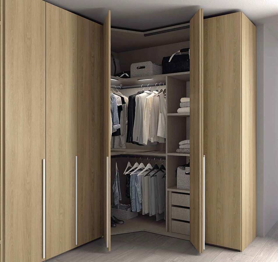  conjunto modular en acabado nature con terminal zapatero de 240 cm, armazón de 3 puertas  batientes   240x151 cm rincón plegable derecho de 240 cm y armazón de 1 puerta  240x51 cm incluye puertas lisas con y sin tirador, y 2 puertas plegables derecha de 240 cm.   . Modelo ECLIPSE-60, imagen 2