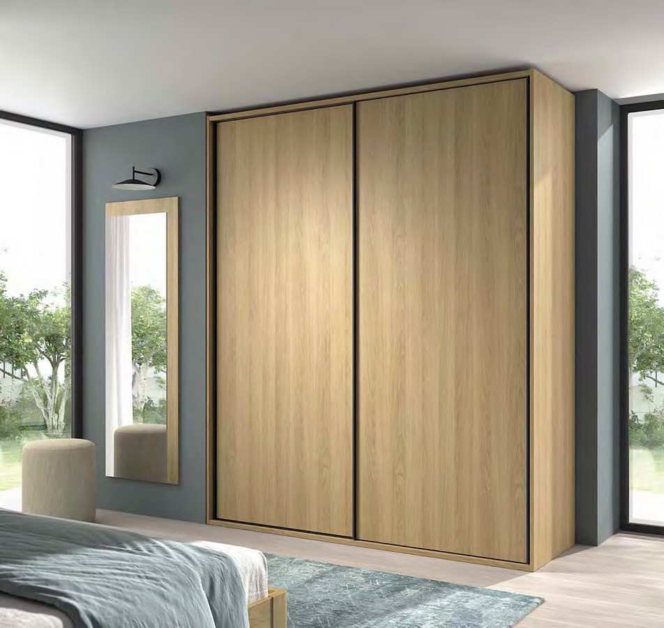  armario correderas en acabado nature con armazón interior 245x201 cm equipado con una puerta interior izquierda lisa de 240 cm y una puerta exterior derecha lisa de 240 cm   . Modelo ECLIPSE-68, imagen 1