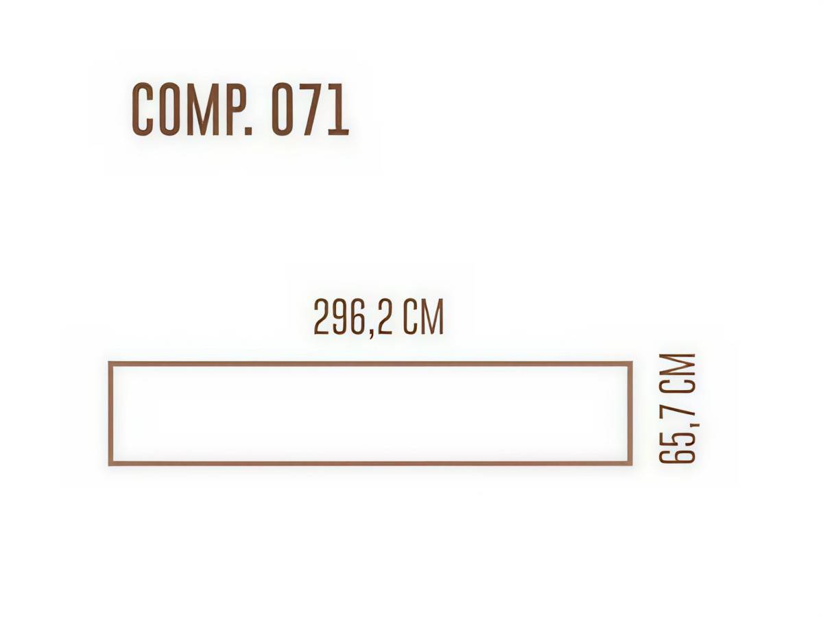  armario 3puertas correderas colgadas estándar de 300cm con diseño combinado en color madera en parte inferior y franja superior de las puertas con acabado en  lacado. Modelo EOS-71, imagen 4
