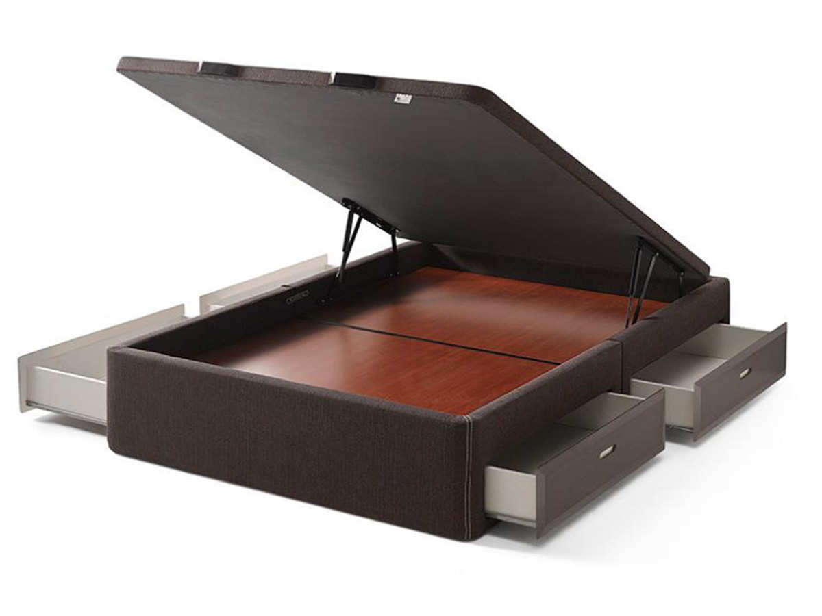  canape  tapizado en tela o polipiel  con 2 cajones laterales a cada lado de la cama en la parte inferior para más comodidad, además dispone de un hueco extra de almacenaje sobre los mismos cajones.. Modelo FLIP-TOP, imagen 3