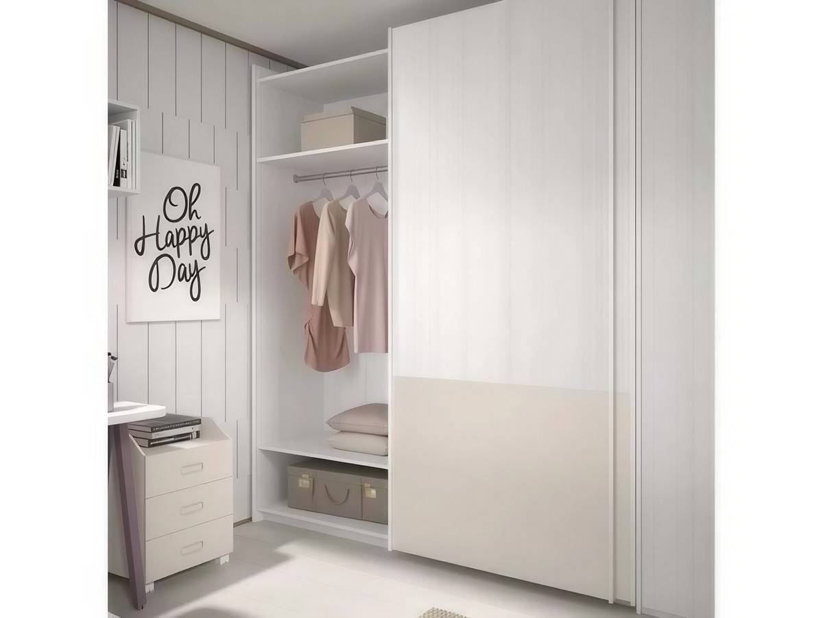 Habitacion Juvenil compacto bicama base 30 con nido oculto  módulo 2 contenedores  1 baúl lowcost y corona baja. Modelo FORMAS-012, imagen 5
