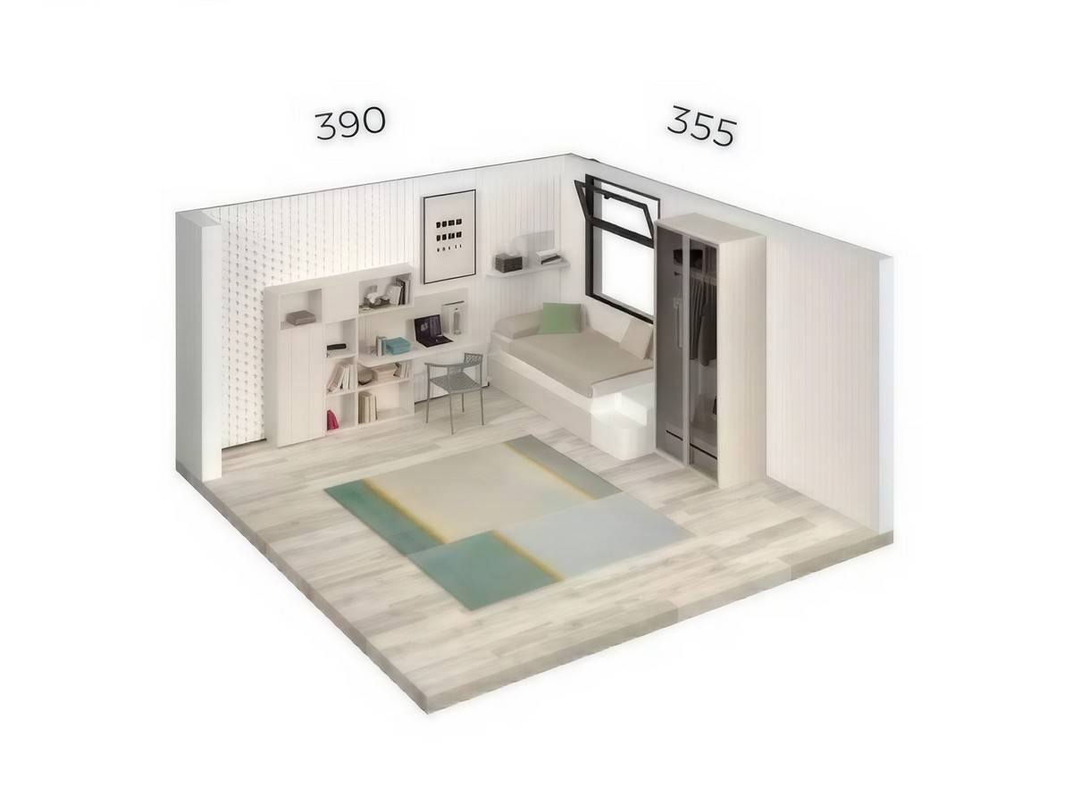 Habitacion Juvenil compacto modular apilable con cama nido arrastre y baules con cajonera escalera. Modelo FORMAS-157, imagen 3