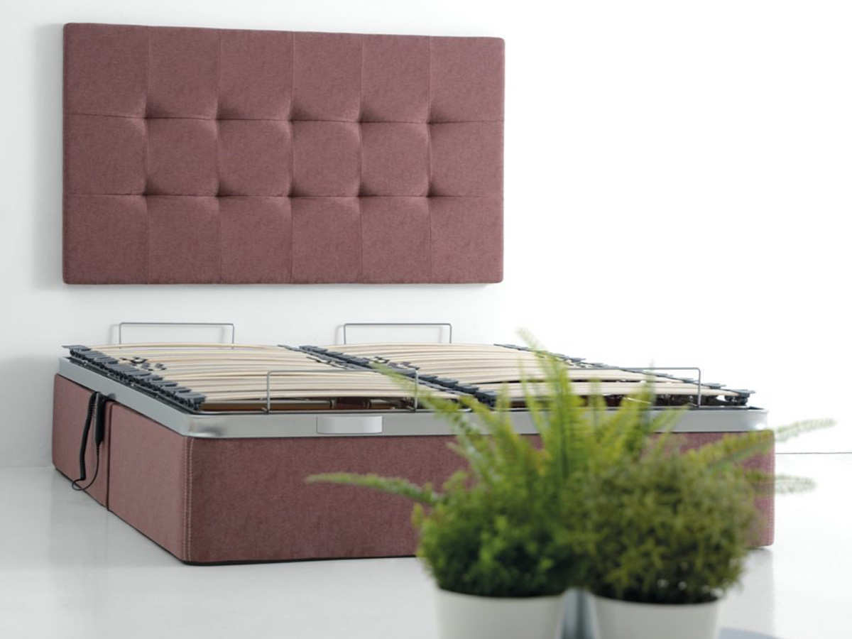  canape  tapizado en tela o polipiel  articulado multiposición y elevable con el simple hecho de pulsar un botón, el somier de las lamas de madera  facilita la adaptabilidad y reparto de peso del colchón.. Modelo FORMAS, imagen 3