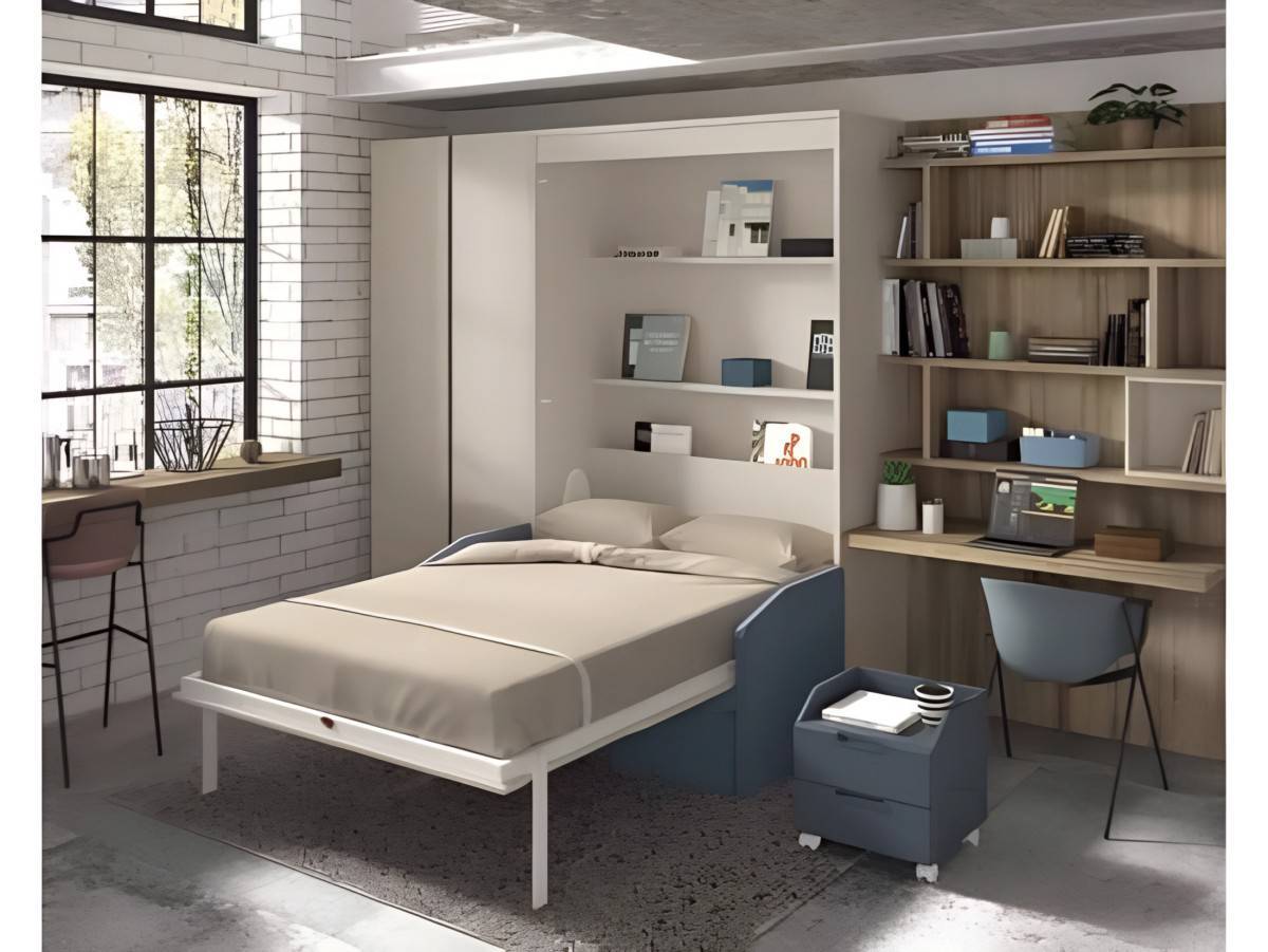 Habitacion Juvenil mueble abatible vertical con sofá canapé. Modelo FORMAS-267, imagen 3