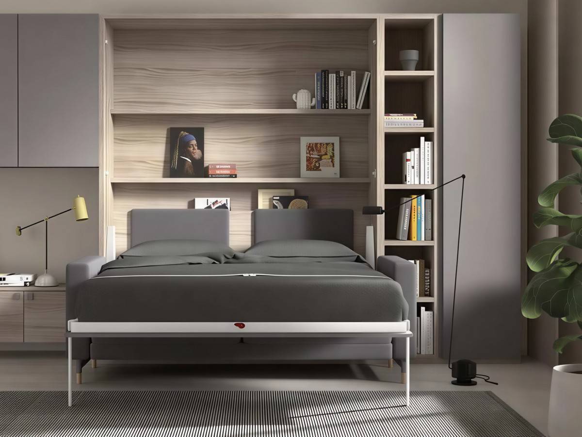 Habitacion Juvenil cama plegable vertical con sofá cama. Modelo FORMAS-269, imagen 2