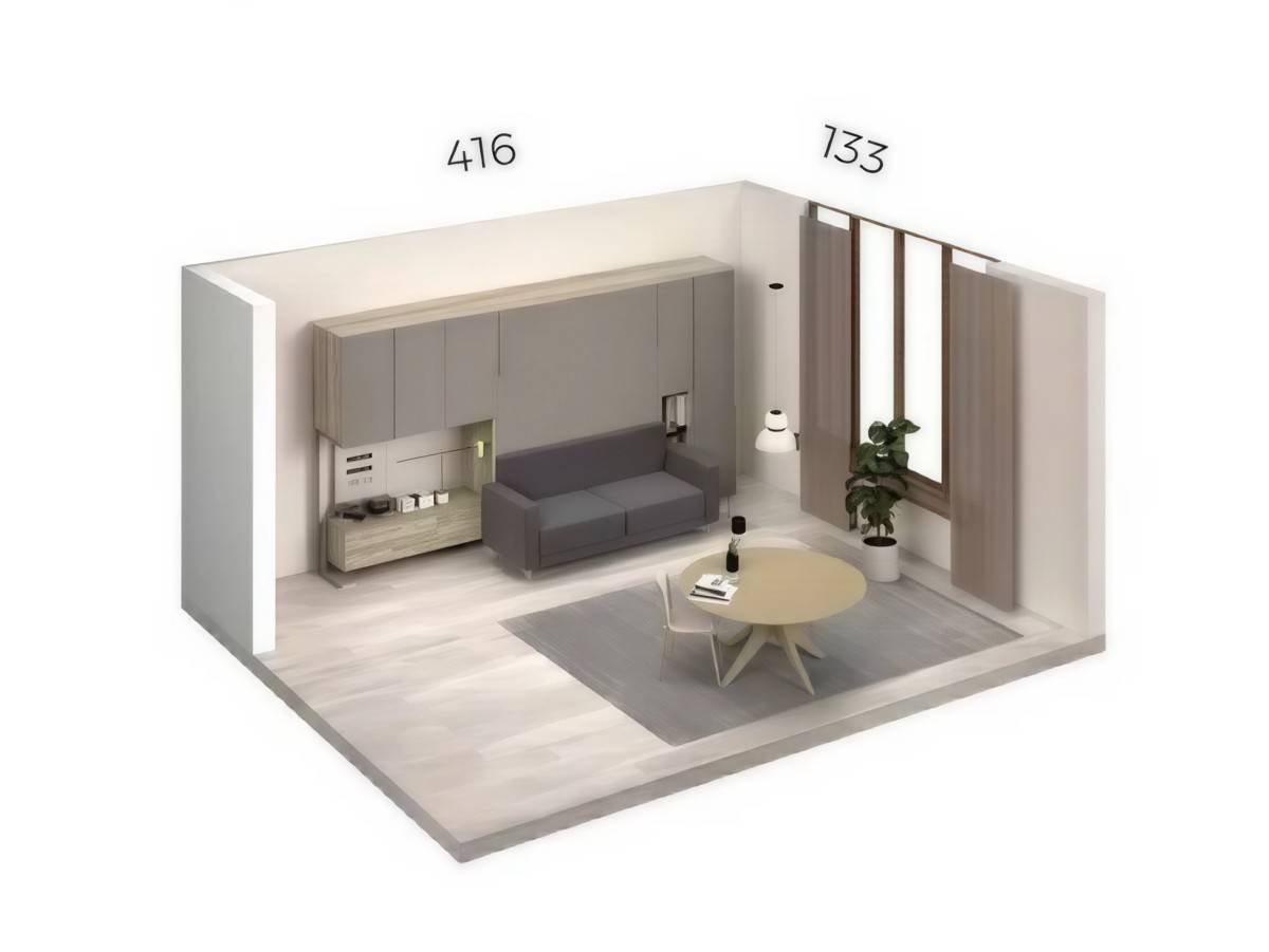 Habitacion Juvenil cama plegable vertical con sofá cama. Modelo FORMAS-269, imagen 3