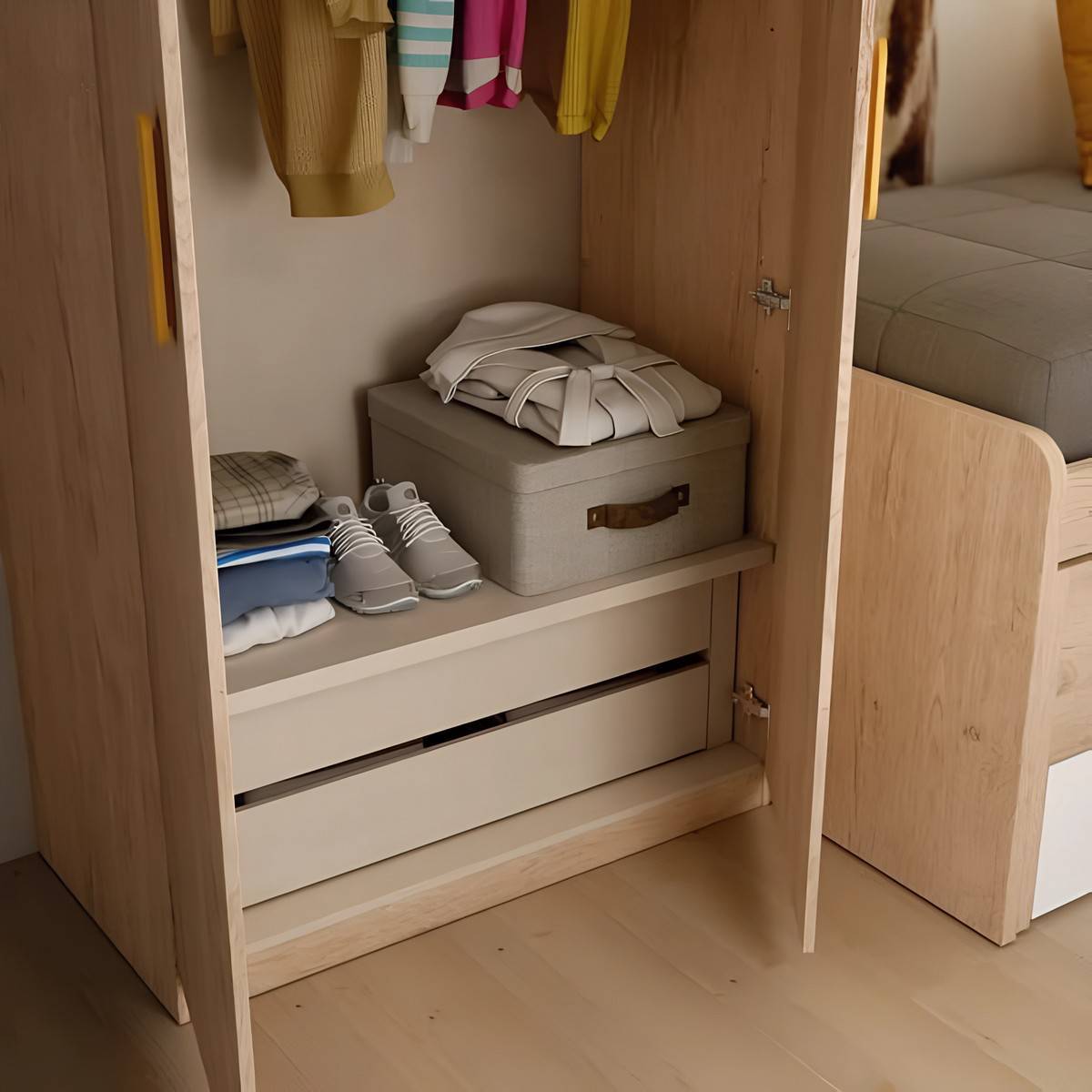 Habitacion Juvenil compacto  desplazable reversible con 3 cajones. Modelo LIDER-202, imagen 3