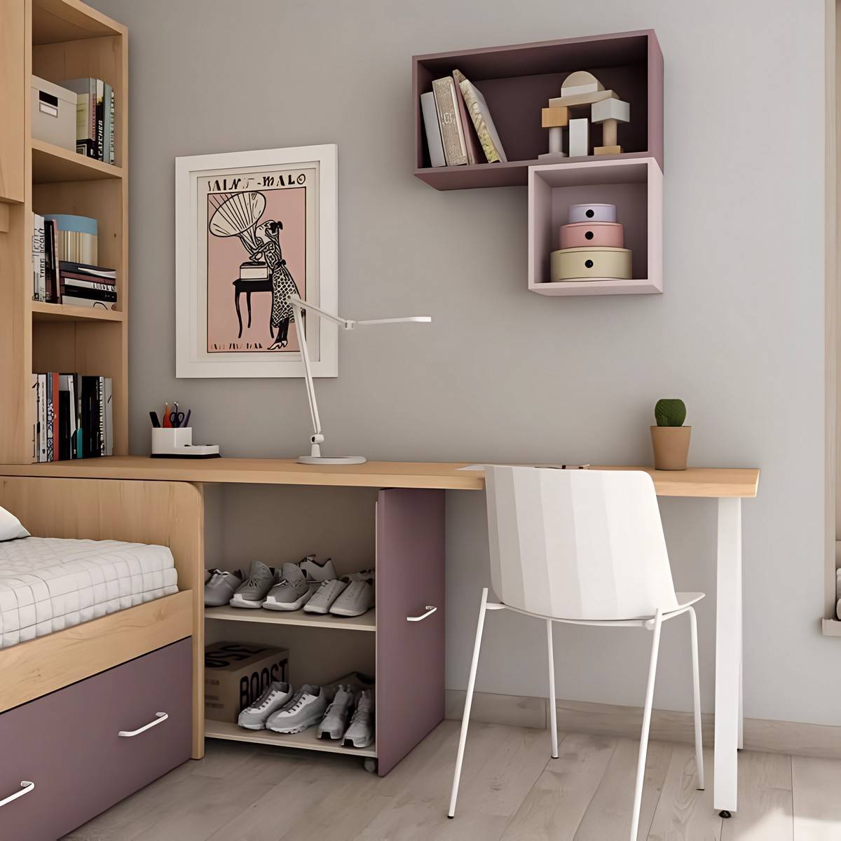 Habitacion Juvenil cama nido con piecera alta y 2 cajones nido. Modelo LIDER-227, imagen 2