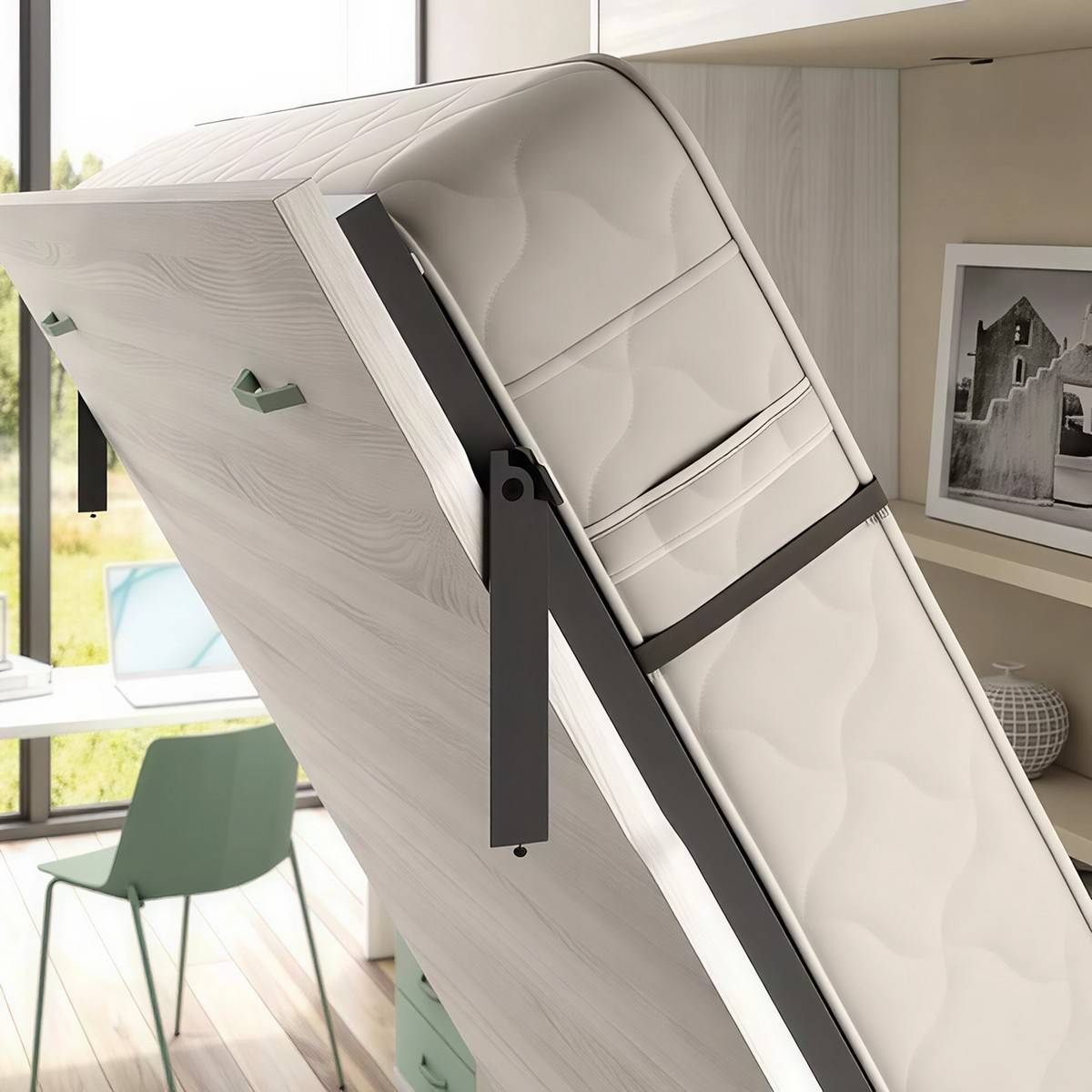 Habitacion Juvenil cama abatible vertical de matrimonio de 150x190. Modelo LIDER-244, imagen 3