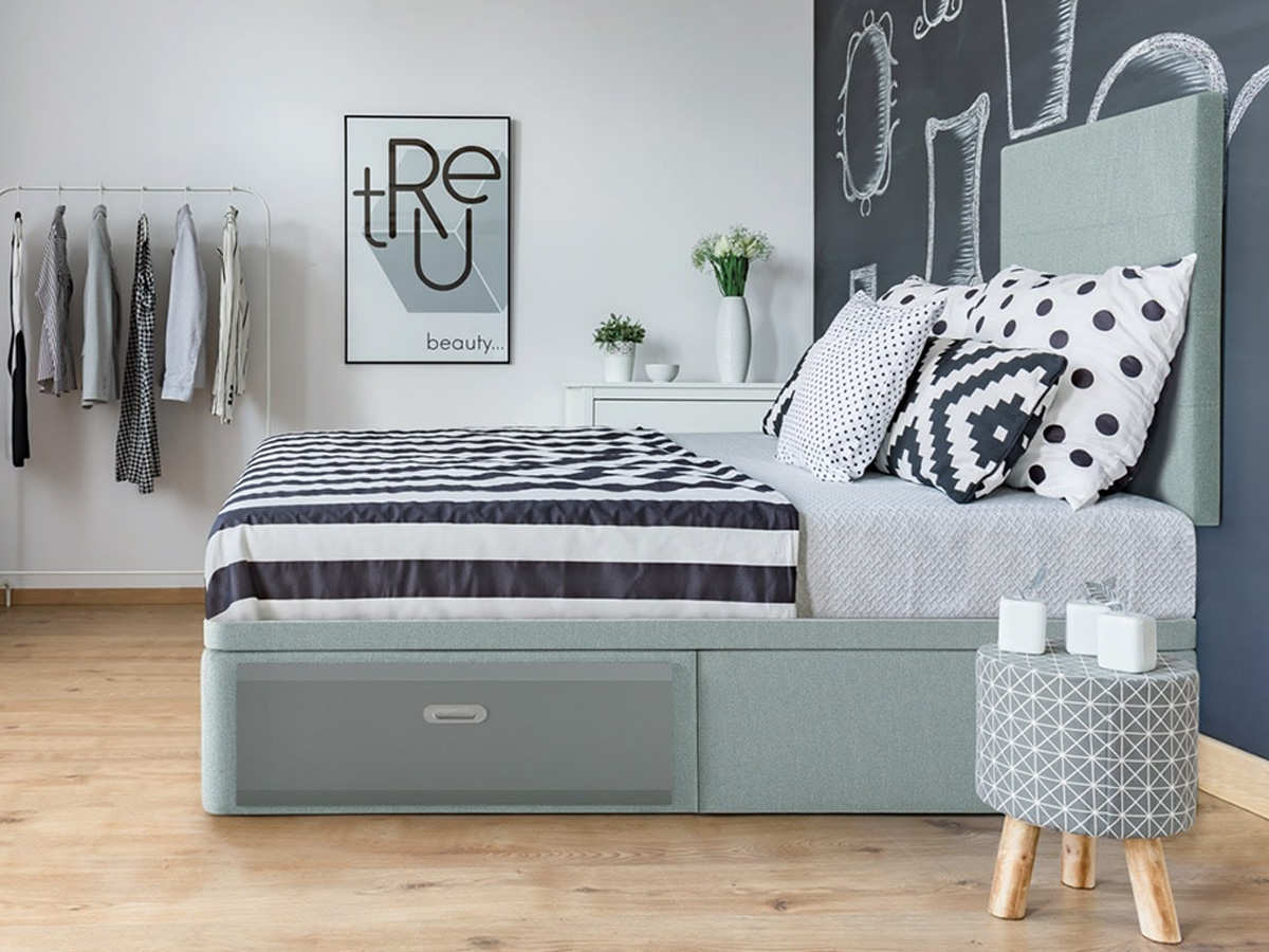  canape elevable  tapizado en tela o polipiel  con 1 cajon a cada lado de la cama para tener tus cosas más a mano, además dispone de un hueco extra en el resto del arcón. Modelo MIXED, imagen 4