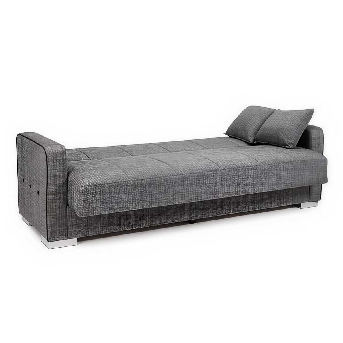  nuestro sofá cama tapizado en tela de alta calidad, que combina estilo y funcionalidad. con su diseño moderno y versátil, este sofá ofrece una experiencia de asiento cómoda gracias a los muelles en el asiento y respaldo, que proporcionan un excelente soporte y comodidad. las patas metálicas en acabado cromo añaden un toque de elegancia y durabilidad al sofá. este sofá cama es perfecto para adaptarse a diferentes espacios y necesidades, ofreciendo un lugar acogedor para sentarse durante el día y una cómoda cama para descansar durante la noche. disfruta de la comodidad y estilo que ofrece este sofá cama con un acabado impecable.. Modelo NK-SOFA-CAMA-TERRA, imagen 3