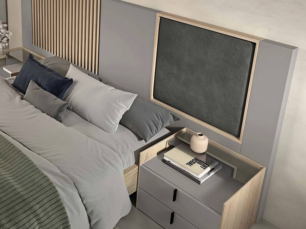  dormitorio noa cabezal nº 2 de 290cm con mesitas de 62cm tirador vertical. Modelo NOAR-301, imagen 2