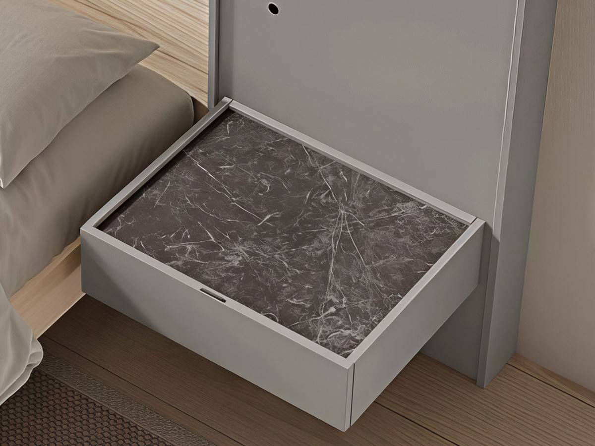  dormitorio noa cabezal nº 9 de 298cm con mesitas de 60cm tirador lingote y led. Modelo NOAR-312, imagen 2