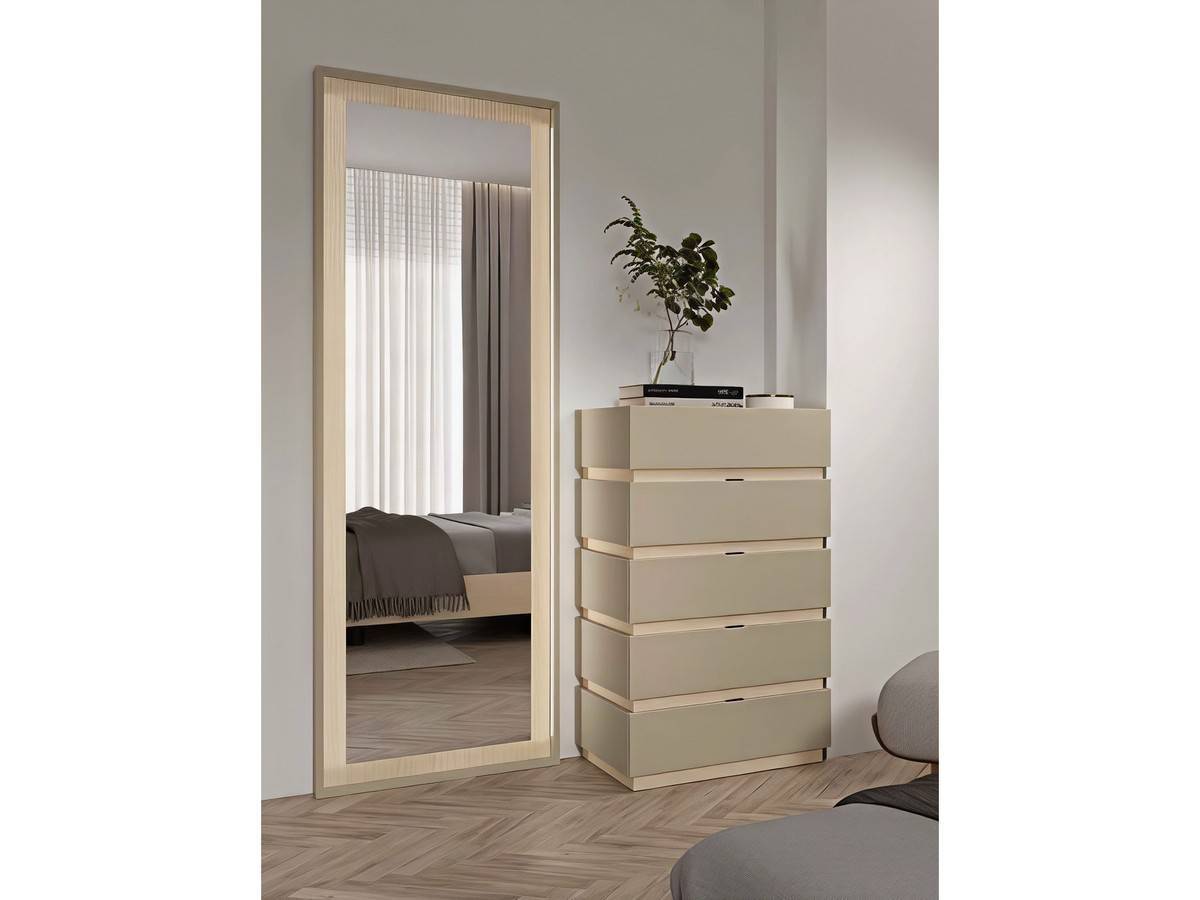  dormitorio noa cabezal nº 18 de 290cm tapizado con mesitas de 60cm tirador lingote y patas metálicas. Modelo NOAR-314, imagen 2