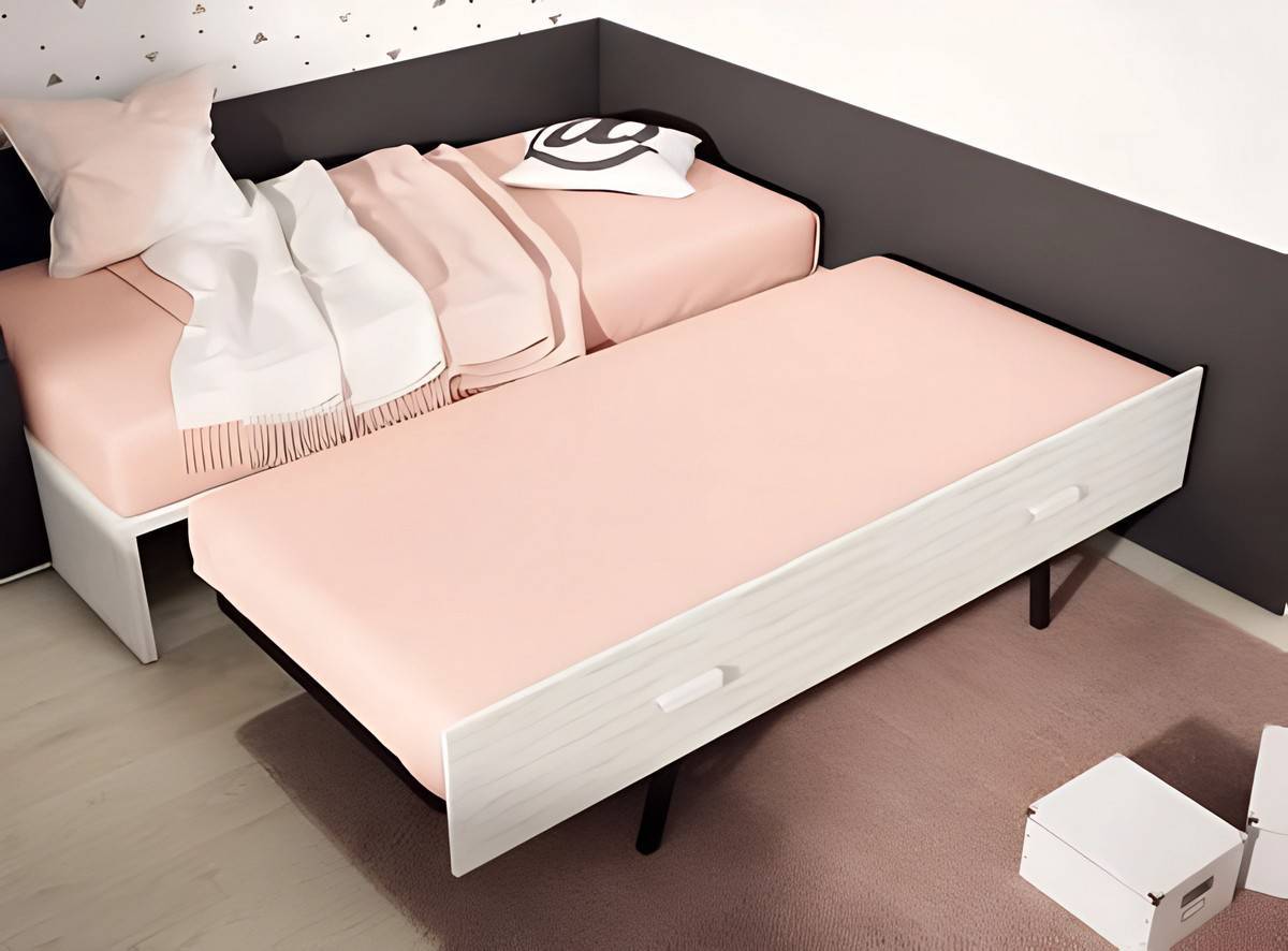 Habitacion Juvenil compacto 30 base 30mm de grosor  con cama somier de arrastre 190x90. Modelo ORTS-13, imagen 2
