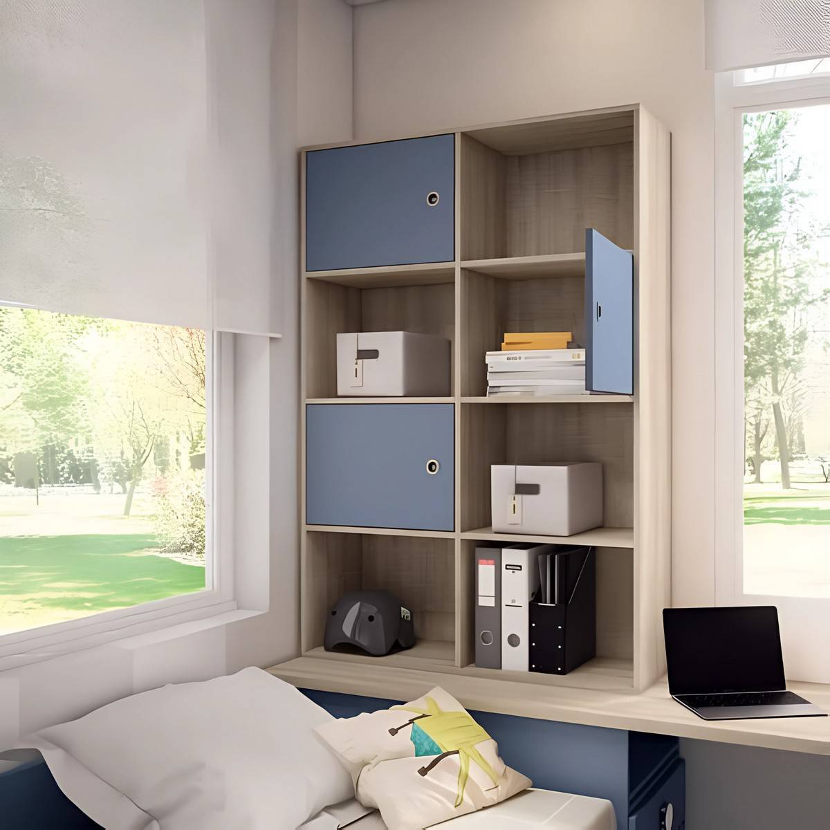 Habitacion Juvenil modular con módulo cama 100 mas 5modulos de 50 y modulo bandeja extraible. Modelo ORTS-19, imagen 2