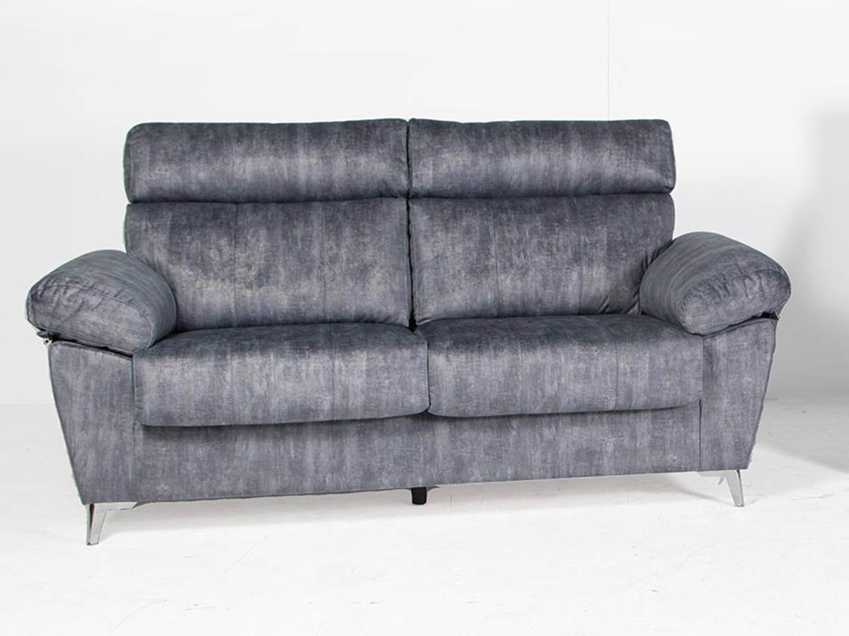  sofá 204cm con asientos fijos de muelles y poliuretano y respaldos desenfundables patas metal cromo. Modelo SOFA-FIJO-3PLAZAS-ALQUEVA-ALM, imagen 2