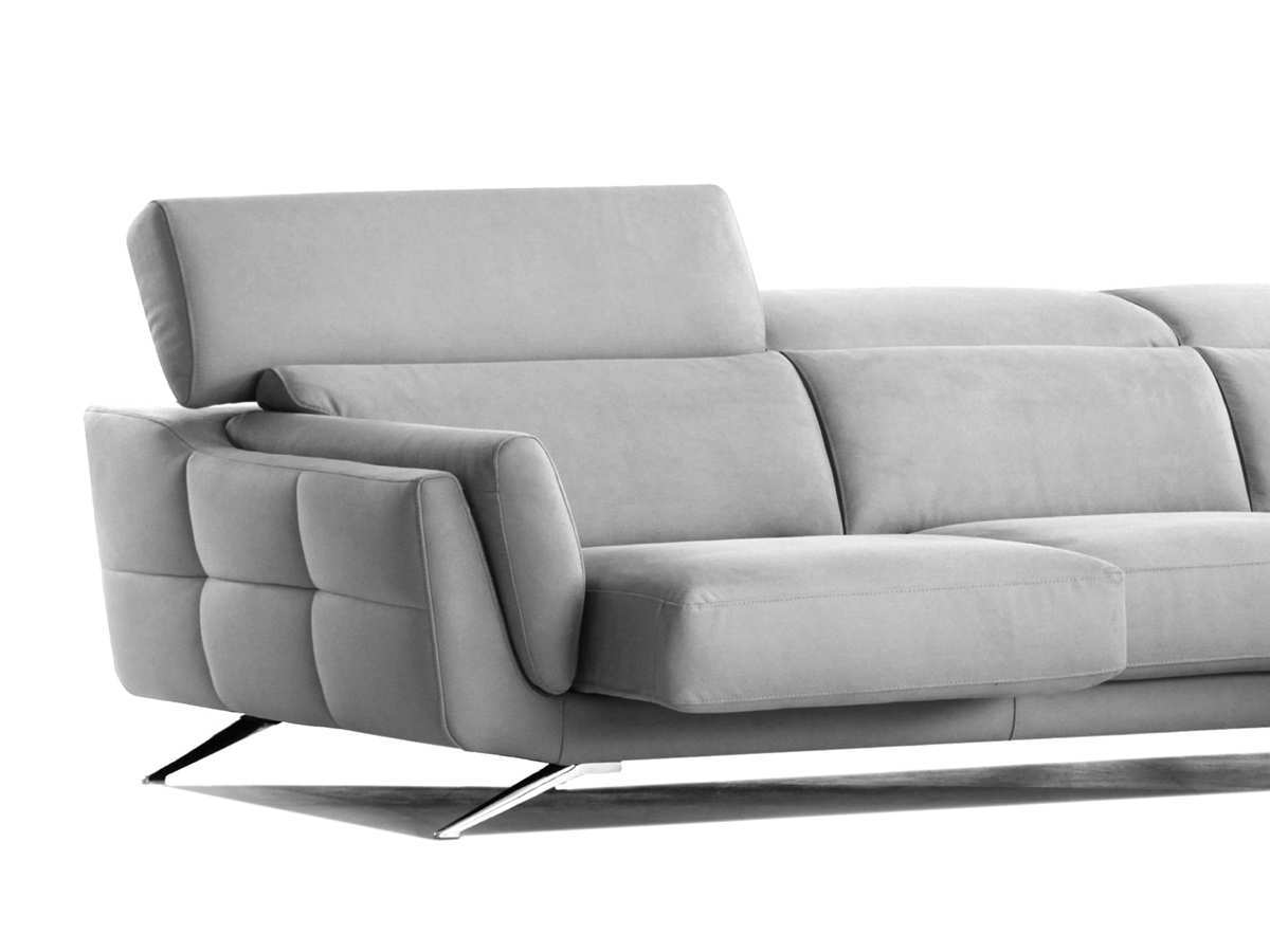  sofa de 216 cm diseño moderno con brazo curvo decorado capitone y asientos de carro extensible pata alta. Modelo SOFA-ROLL-TPG, imagen 2