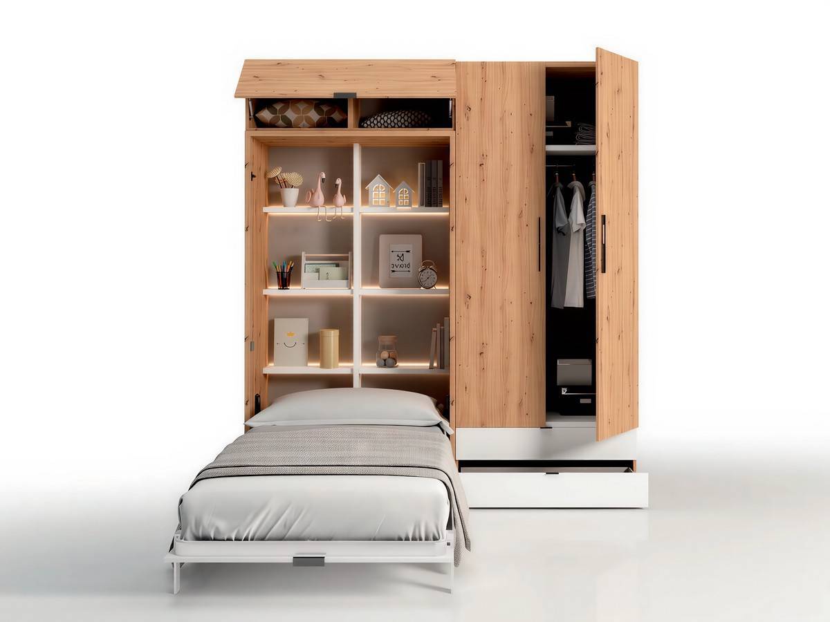  cama abatible vertical para colchón de 105x190, ideal para espacios modernos.. Modelo SONNO-ABATIBLE-03, imagen 2