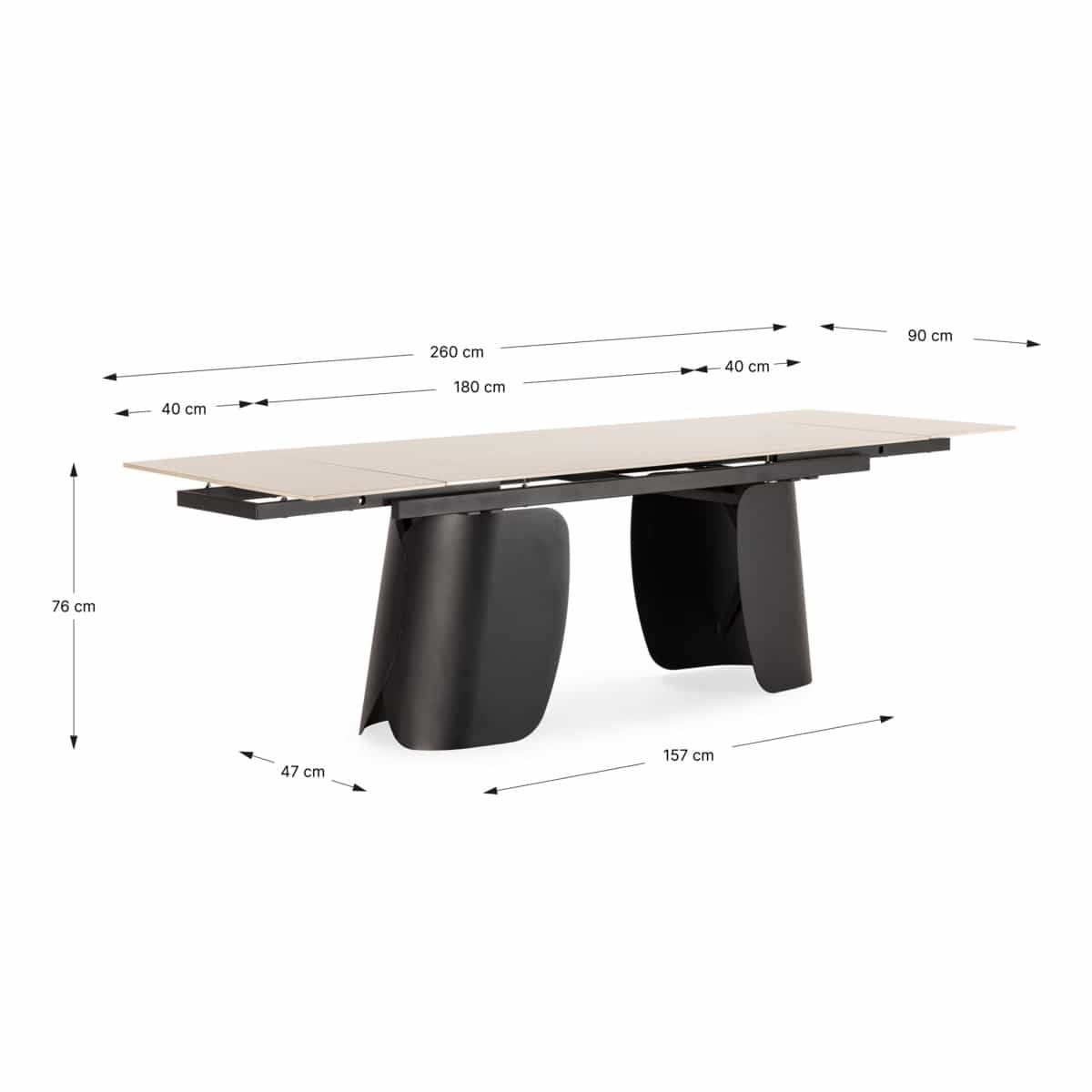Mesa de comedor mesa rectangular  extensible  crisia 180-260cm travertine pata negra. Modelo 19063, imagen 7