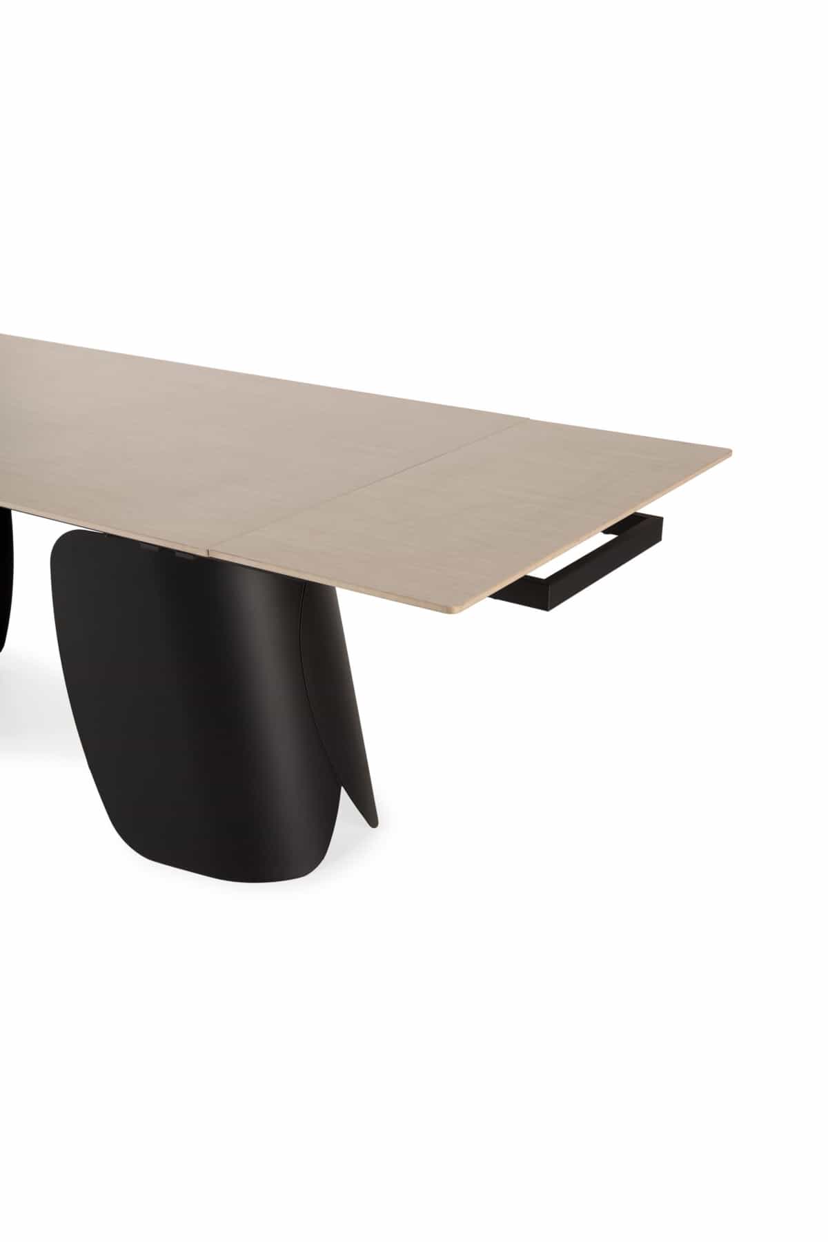 Mesa de comedor mesa rectangular  extensible  crisia 180-260cm travertine pata negra. Modelo 19063, imagen 9