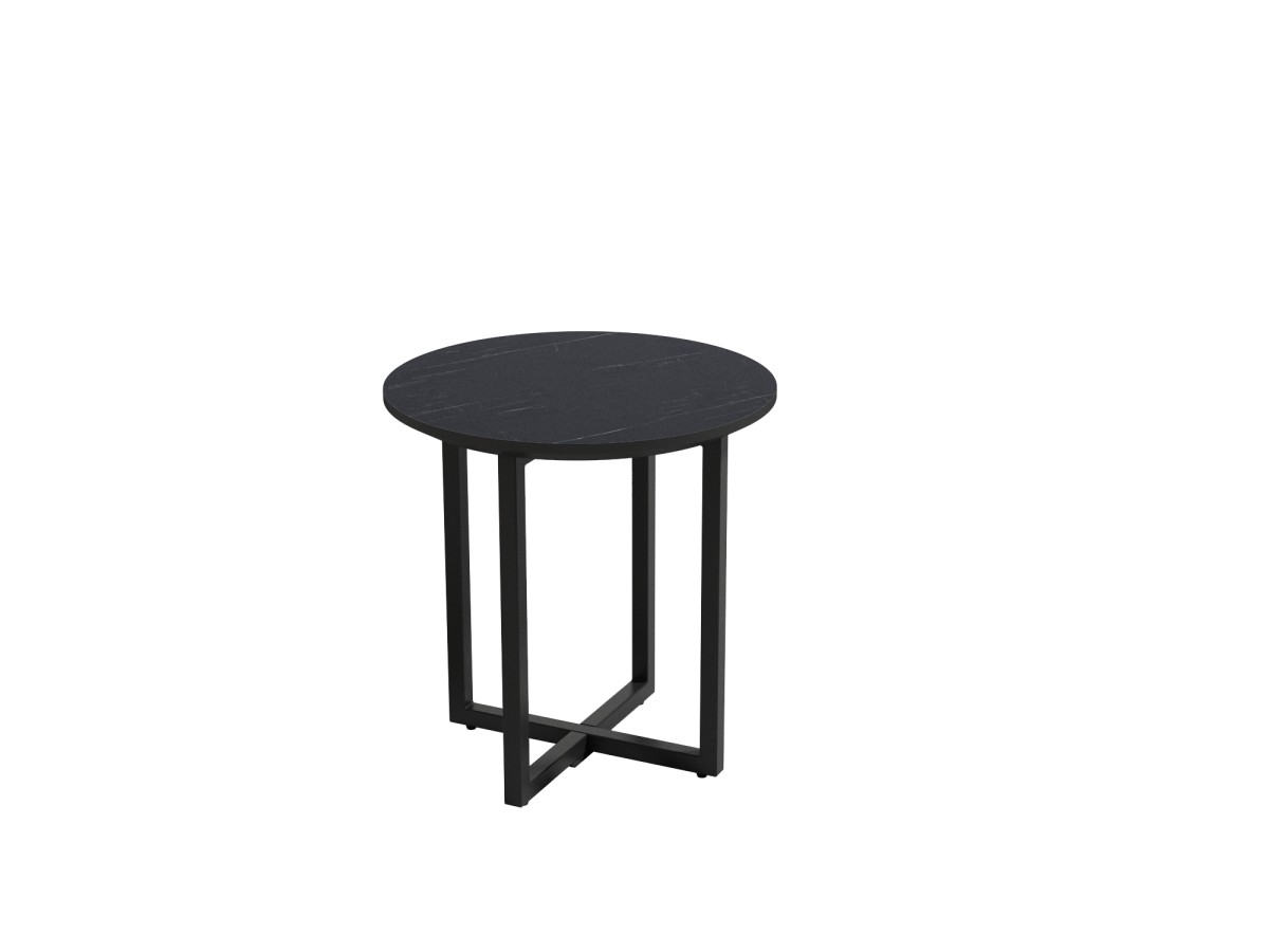 Mesa de Centro mesa centro egeo redonda de 40cm color metal negro y sobre porland, marquina o carrara
	 medidas: 40cm. Modelo EGEO-40-BGL, imagen 3