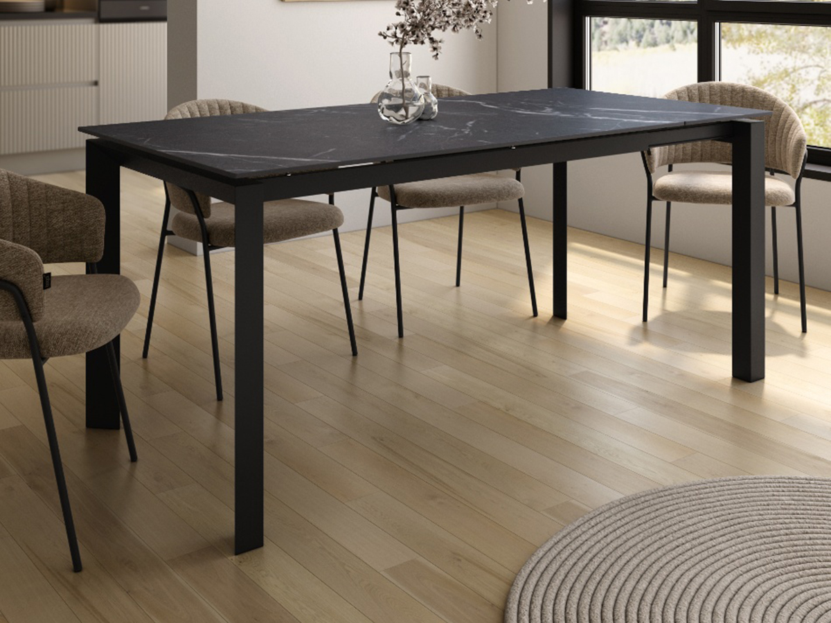 Mesa Comedor mesa júcar extensible con acabado porcelánico y estructura metálica negra 140-190 x 90 cm. Modelo JUCAR-NEGRO, imagen 4