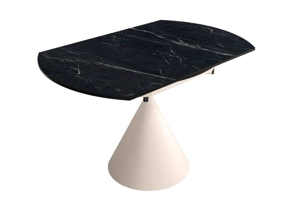 Mesa Comedor mesa de comedor extensible. sobre porcelánico con apertura giratoria. estructura metálica marfil o negra. tapa 12 mm en acabado piedras. l120 redonda medidas: 120 cm. Modelo LOIRA-PORCELANICO-BGL, imagen 3