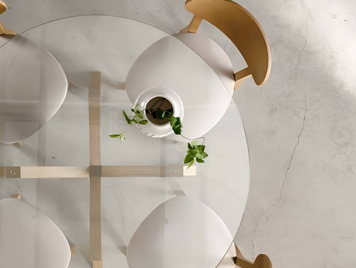 Mesa Comedor mesa de cristal  con tapa  transparente redonda y fija. patas de madera en forma de aspa    medidas:100-120 cm  más opciones de colores y medidas disponibles. Modelo MESA-CRISTAL-PMI-ROMA, imagen 2