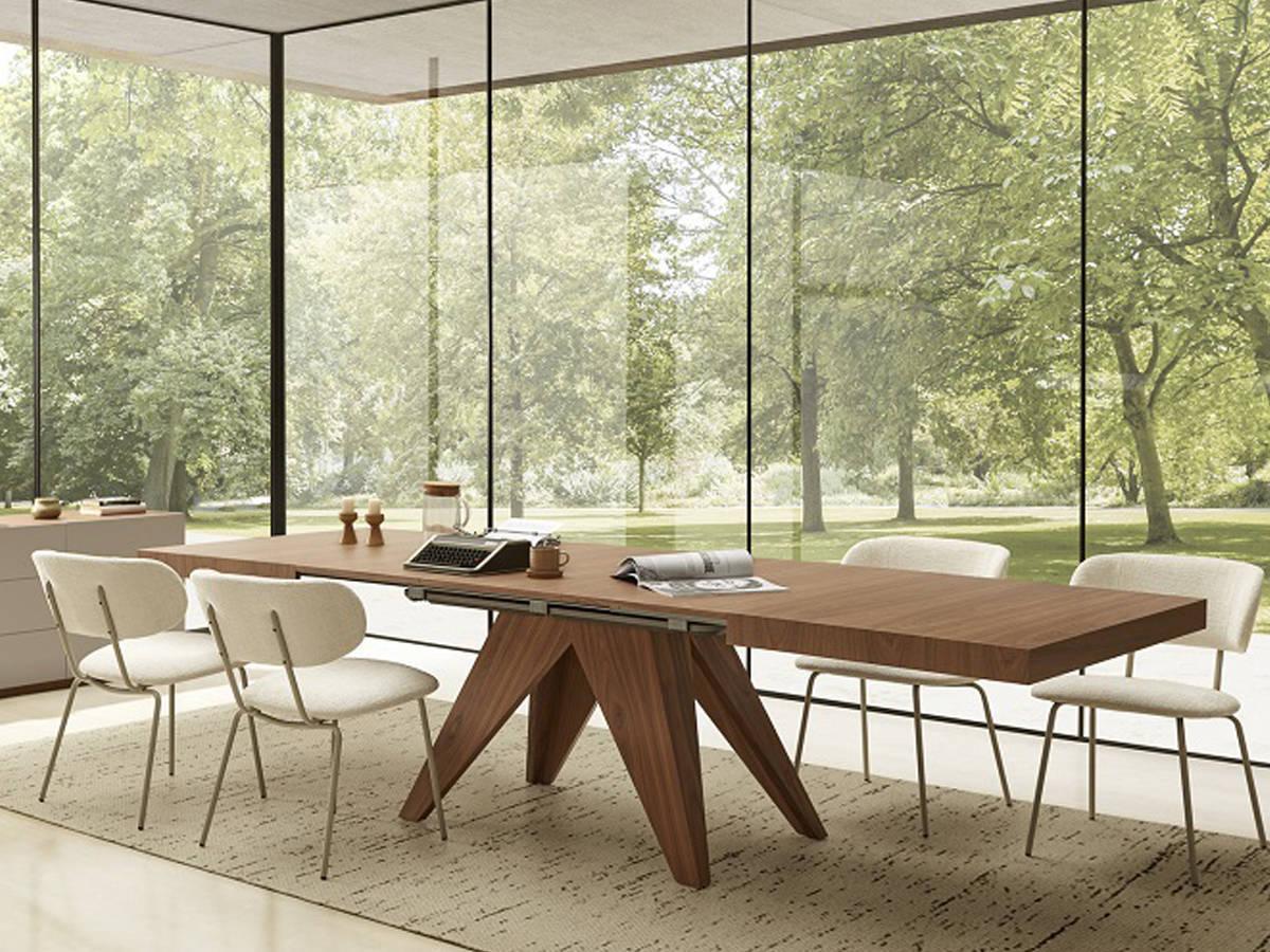 Mesa Comedor mesa comedor retangular con 1 , 2 ó 3 extensibles ocultos de 50 y apertura con tapa corredera. pata central de madera  apertura del extensble formato libro terminada en chapa de haya , roble o nogal medidas: 150x100 cm  más opciones de colores y medidas disponibles. Modelo MESA-EXTENSIBLE-PMI-BOU, imagen 8