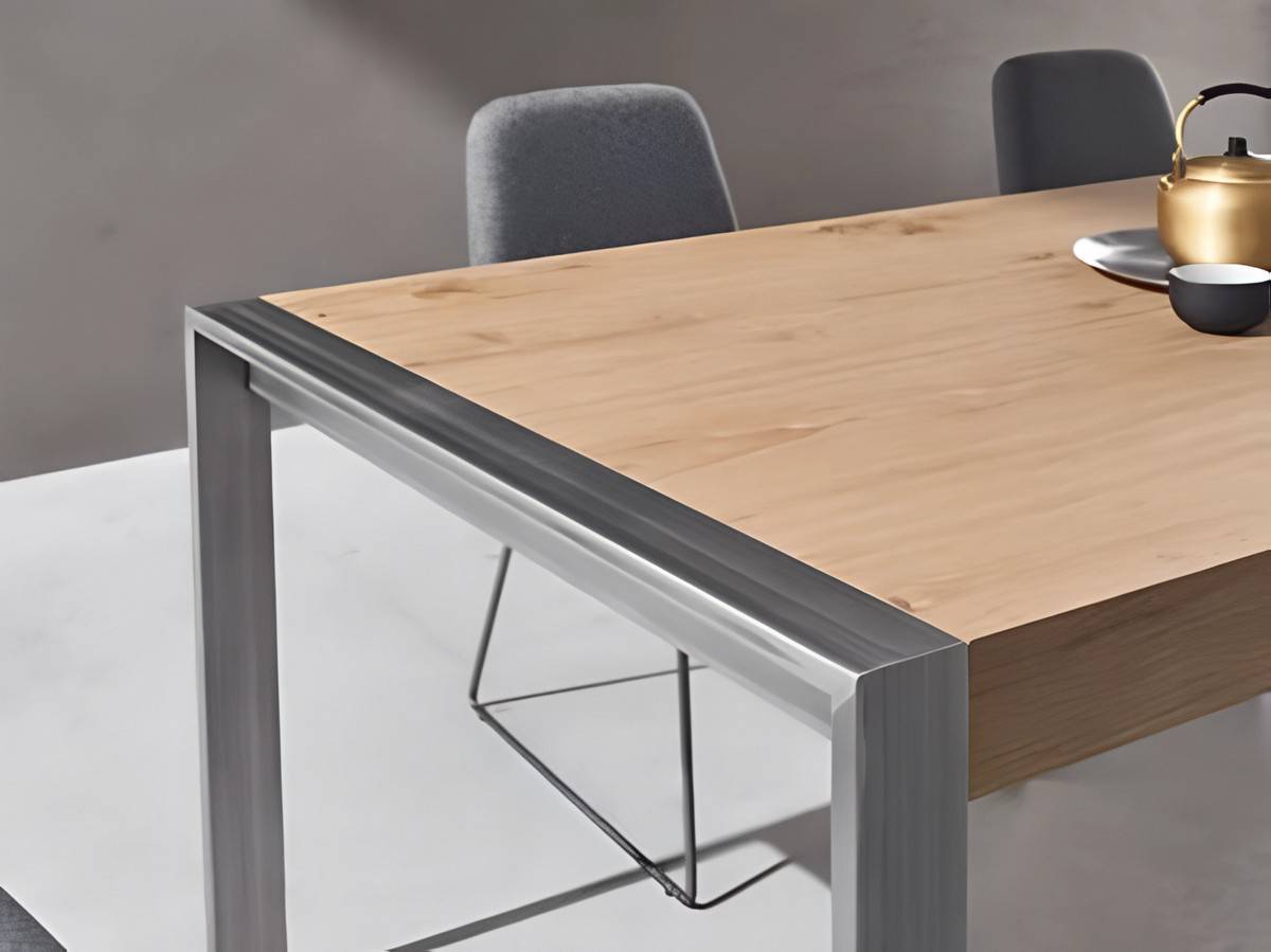 Mesa Comedor mesa comedor retangular con 1 extensible oculto de 60 y apertura con pata corredera. patas  en arco con varios ababados metalicos negro, blanco, óxido o industrial  apertura del extensble formato libro  medidas:90200x90 cm  más opciones de colores y medidas disponibles. Modelo MESA-EXTENSIBLE-PMI-TEMA, imagen 7