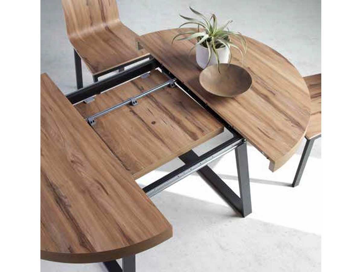Mesa Comedor modelo en forma redonda con 1 extensible de 50 acabada en melamina tapa lisa y metal.varios colores a elegir medidas: 110 cm. abierta 1º extensible 160cm. Modelo PND-2832, imagen 3
