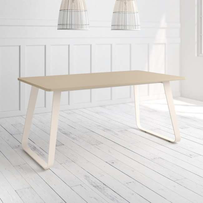 mesa fija comedor como con patas metal marfil y tapa melamina varios acabados. 3 opciones de medidas l140 l160 l180 <br><br> medidas: 140 x 90 cm Modelo COMO-MARFIL-PERLA-BGL