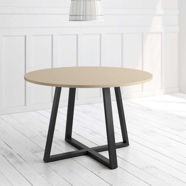 mesa redonda comedor lugano con patas metal negro y tapa melamina varios acabados. 2 opciones de medidas l100 l120 <br><br> medidas: 100 cm Modelo LUGANO-NEGRO-PERLA-BGL