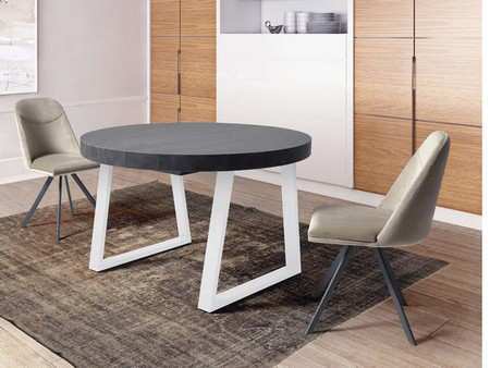 modelo en melamina extensible, pata hierro acabado blanco o negro texturizado.<br> medida: 120/180x120x76,5 cm <br> opcional: fija, más colores mesa salon comedor l120 Modelo MA-M-LYON