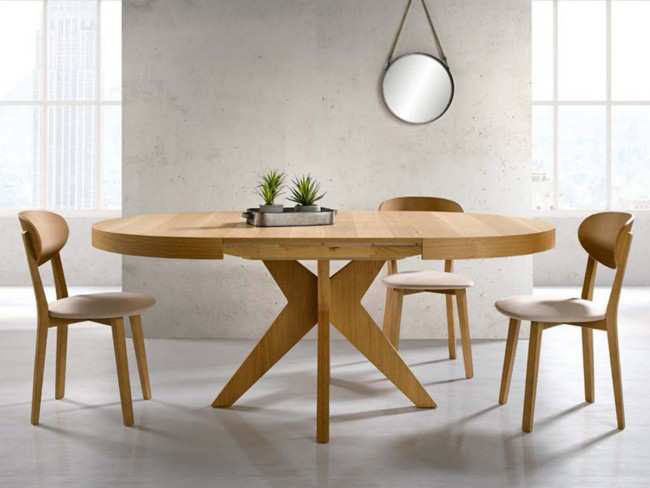 <p>mesa redonda comedor con 1 extensible oculto de 70 y apertura con tapa corredera</p><p>patas en madera forma aspa con varios acabados.</p><p>apertura del extensible formato libro.</p><p class='cyb'>medidas: melamina 110cm | chapa 105-120 cm </p><p>más opciones de colores y medidas disponibles.</p> Modelo MESA-EXTENSIBLE-PMI-ROMA