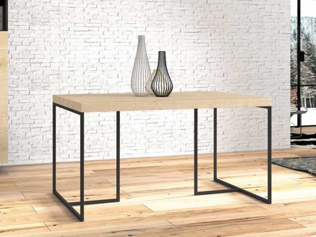 <p> mesa comedor t atamborada metal / madera 140 x 90 x 76 </p> <p> colores metal: blanco, negro y plata gris </p> <p class='cyb'>medida: 140 cm </p> Modelo MUEBLES-SALON-COMEDOR-MARE-MESA-235