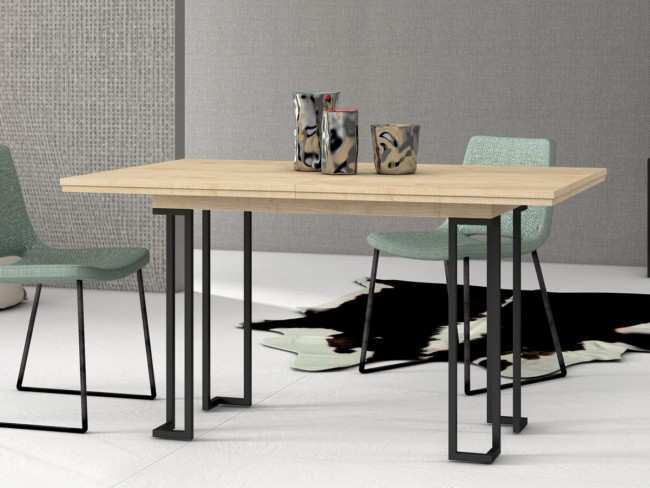 <p> mesa comedor l extensible metal / madera 140 x 90 x 76 </p> <p> 1 extensible abierto 180 x 90 x 76 </p> <p> 1 extensible abierto 220 x 90 x 76 </p> <p> colores metal: blanco, negro y plata gris </p> <p class='cyb'>medida: 140 cm </p> Modelo MUEBLES-SALON-COMEDOR-MARE-MESA-245