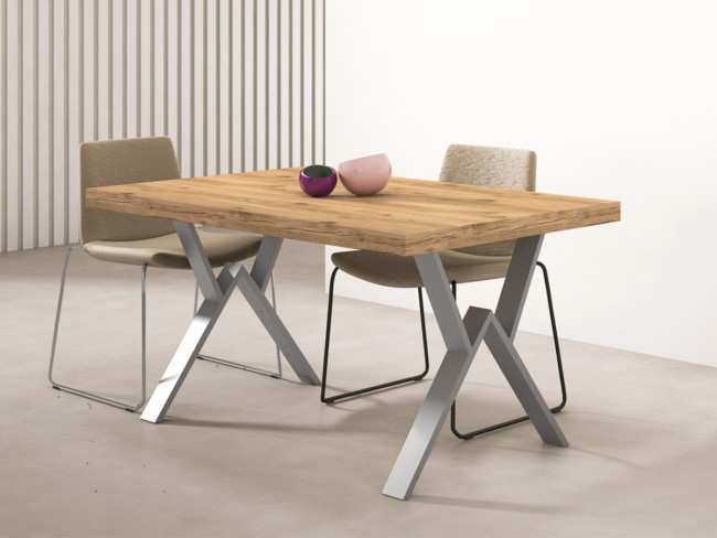 <p> mesa comedor fija x atamborada madera / metal 140 x 90 x 76 </p> <p> colores metal: blanco, negro y plata gris </p> <p class='cyb'>medida: 140 cm </p> Modelo MUEBLES-SALON-COMEDOR-MARE-MESA-292