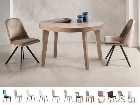 pack de sillas a elegir y mesas de comedor salon melamina extensible, las patas se desplazan al abrir la mesa.<br> medida:100/140x100x76,5 cm <br> opcional: fija, más medidas y colores pack mesa y 4 sillas l100 Modelo PACK-MA-M-KIRA