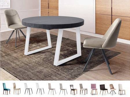 llevate 4 sillas a elegir entre diferentes modelos y mesa salon melamina extensible, pata hierro acabado blanco o negro texturizado.<br> medida: 120/180x120x76,5 cm <br> opcional: fija, más colores pack mesa y 4 sillas l120 Modelo PACK-MA-M-LYON