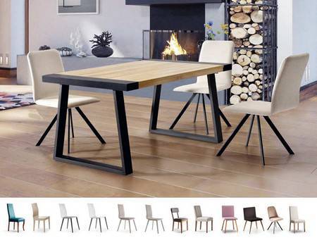 elige entre 4 sillas de diferentes modelos y mesa salon melamina extensible, pata hierro acabado blanco o negro texturizado.<br> medida: 120/190x80x76 cm <br> opcional: fija, más medidas y colores pack mesa y 4 sillas l120 Modelo PACK-MA-M-OSLO