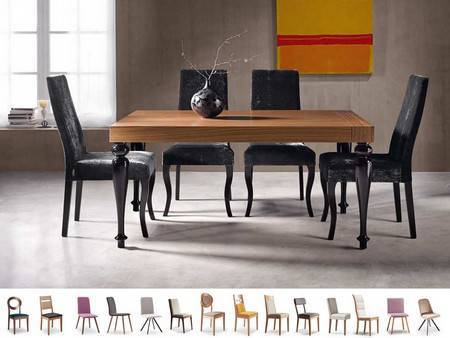 4 sillas a elegir entre diferentes modelos y mesa salon chapa natural extensible, cuatro opciones de patas.<br> medida: 140/230x90x77 ó 160/250x90x77 cm<br>opcional: fija, más medidas y colores pack mesa y 4 sillas l140 l160 Modelo PACK-MA-VEGA-TRN