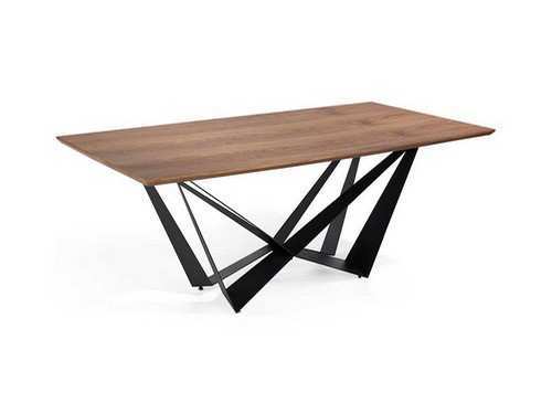 modelo fijo rectangular con sobre de madera maciza acabada en nogal y cantos biselados. estructura angular de planchas metálicas pintadas en negro mate. <br><br> medidas: 200 x 100 x 75h cm mesa salon comedor l200 Modelo PDC-DENIS