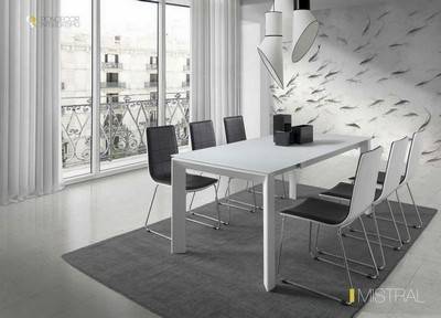 • mesas de comedor extensibles con cristal blanco<br> mesa extensible estructura metal lacado blanco mate,<br> patas de aluminio en blanco mate ligeramente en ángulo.<br> encimera y extensible cristal blanco mate de 10mm.silla durango (opcional) <br>medidas: 140/190 x 90 x 76 cm mesa salon comedor l140 Modelo PDC-MISTRAL