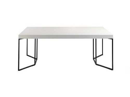 mesa fija rectangular con sobre mdf lacado en blanco alto brillo y estructura metálica pintada en negro mate. <br><br> medidas:200 x 95 x 75,5h cm mesa salon comedor l200 Modelo PDC-NEO