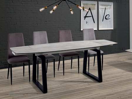 mesa extensible y de forma rectangular con tapa de hpl y cristal templado reforzado.<br>resistente al calor 80º<br>antireflejos,huellas y rayas.<br>fácil limpieza.<br>pata negro mate<br><br>medidas: 140|210*90 cm. mesa salon comedor l140 Modelo SRS-TOJA-O-BLANCO